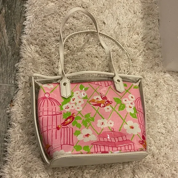 Spartina 449 Wilson Island Tote Bag in Ivory/Pink Bird